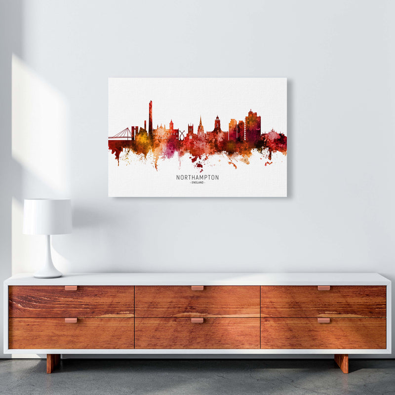 Northampton England Skyline Red City Name  by Michael Tompsett A1 Canvas