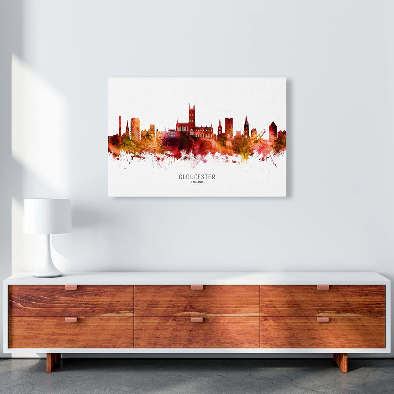 Gloucester England Skyline Red City Name  by Michael Tompsett A1 Canvas