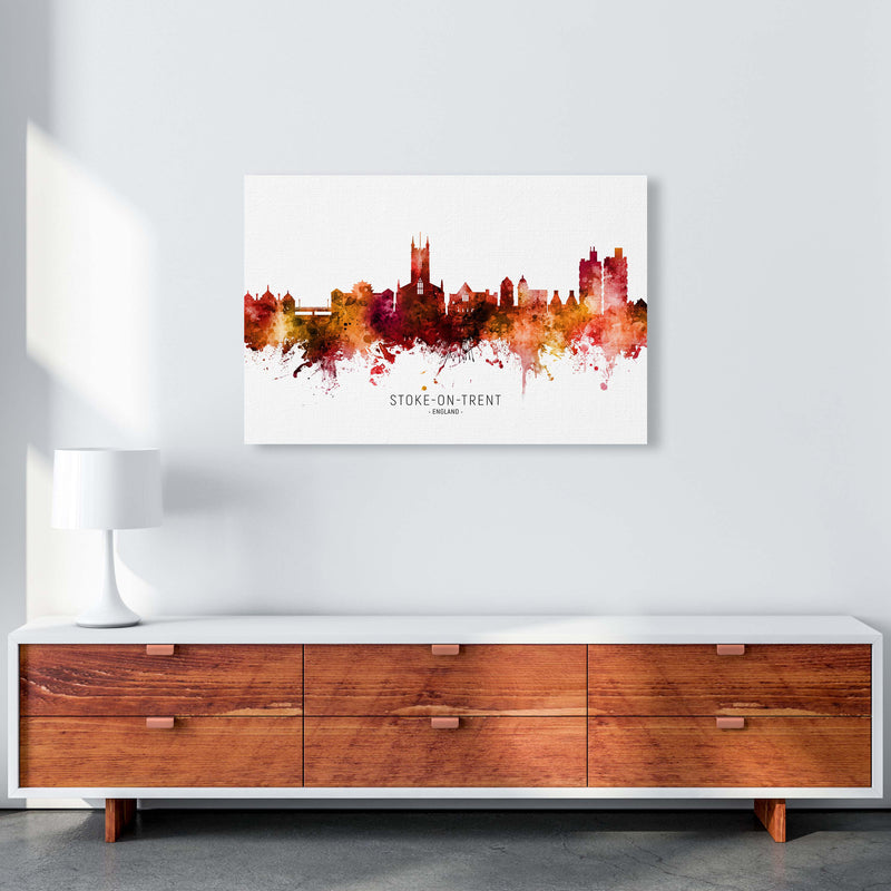 Stoke-On-Trent England Skyline Red City Name  by Michael Tompsett A1 Canvas