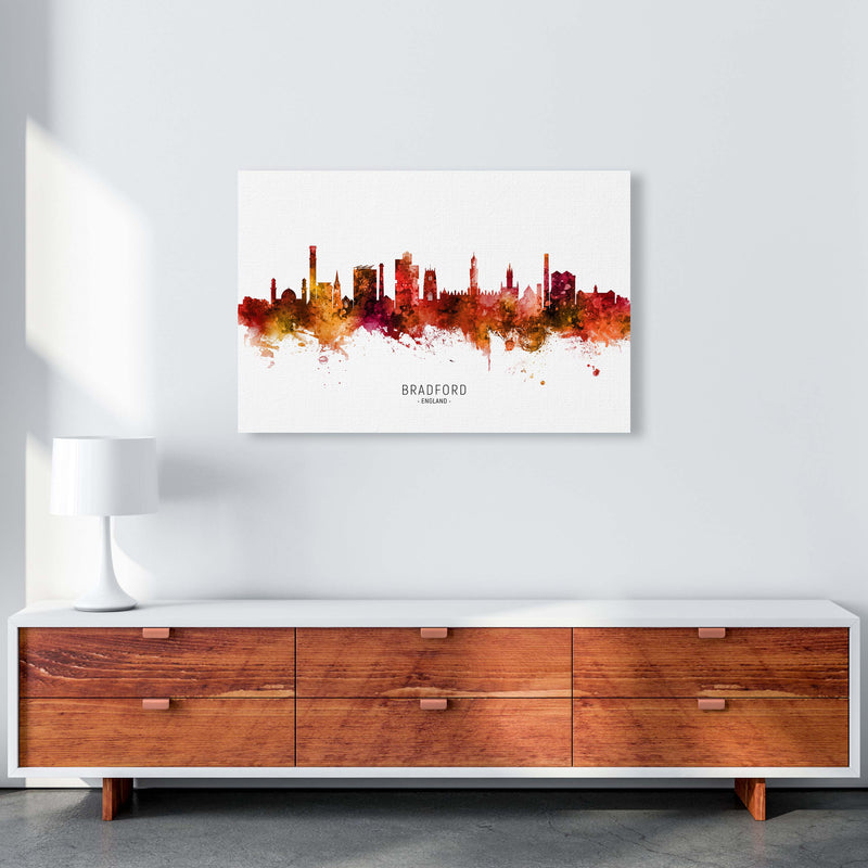Bradford England Skyline Red City Name  by Michael Tompsett A1 Canvas