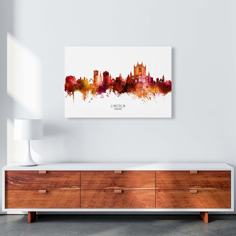 Lincoln England Skyline Red City Name  by Michael Tompsett A1 Canvas