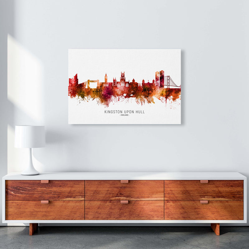 Kingston Upon Hull England Skyline Red City Name  by Michael Tompsett A1 Canvas