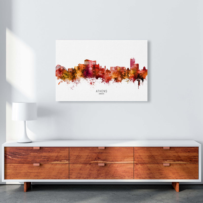 Athens Greece Skyline Red City Name Print by Michael Tompsett A1 Canvas