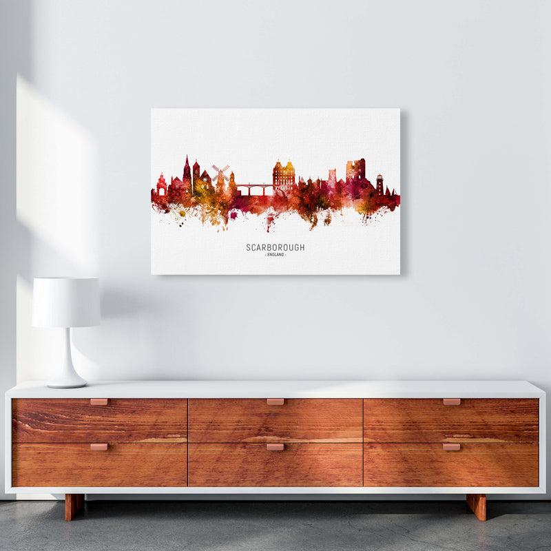 Scarborough England Skyline Red City Name  by Michael Tompsett A1 Canvas