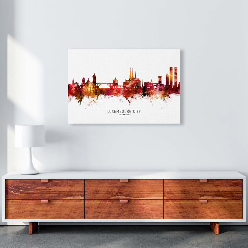 Luxembourg City Luxembourg Skyline Red City Name  by Michael Tompsett A1 Canvas