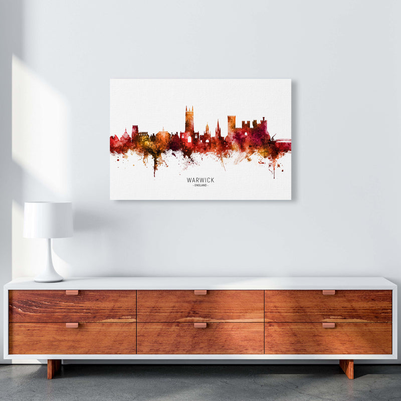Warwick England Skyline Red City Name  by Michael Tompsett A1 Canvas