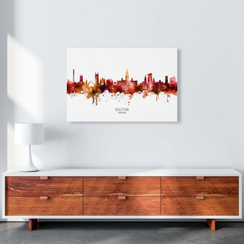 Bolton England Skyline Red City Name  by Michael Tompsett A1 Canvas
