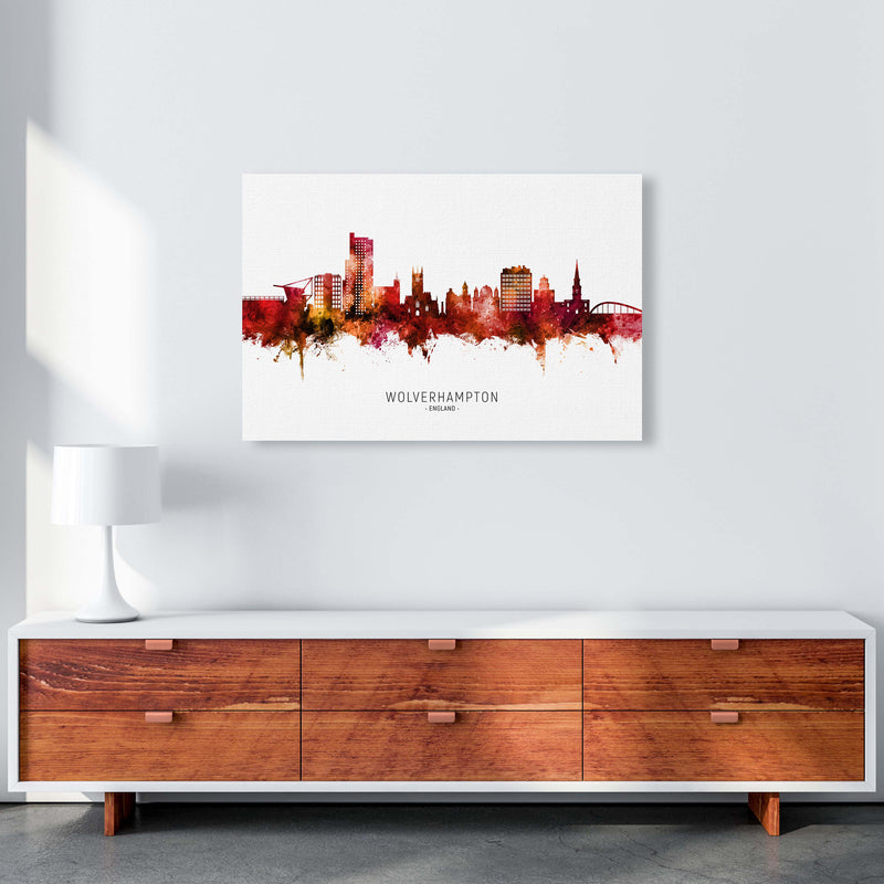 Wolverhampton England Skyline Red City Name  by Michael Tompsett A1 Canvas