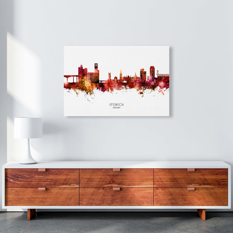 Ipswich England Skyline Red City Name  by Michael Tompsett A1 Canvas