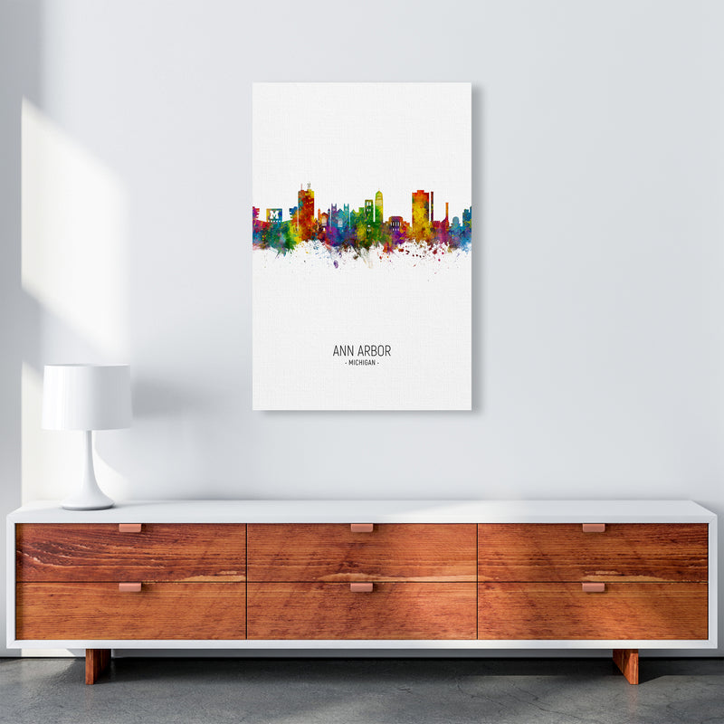 Ann Arbor Michigan Skyline Portrait Art Print by Michael Tompsett A1 Canvas