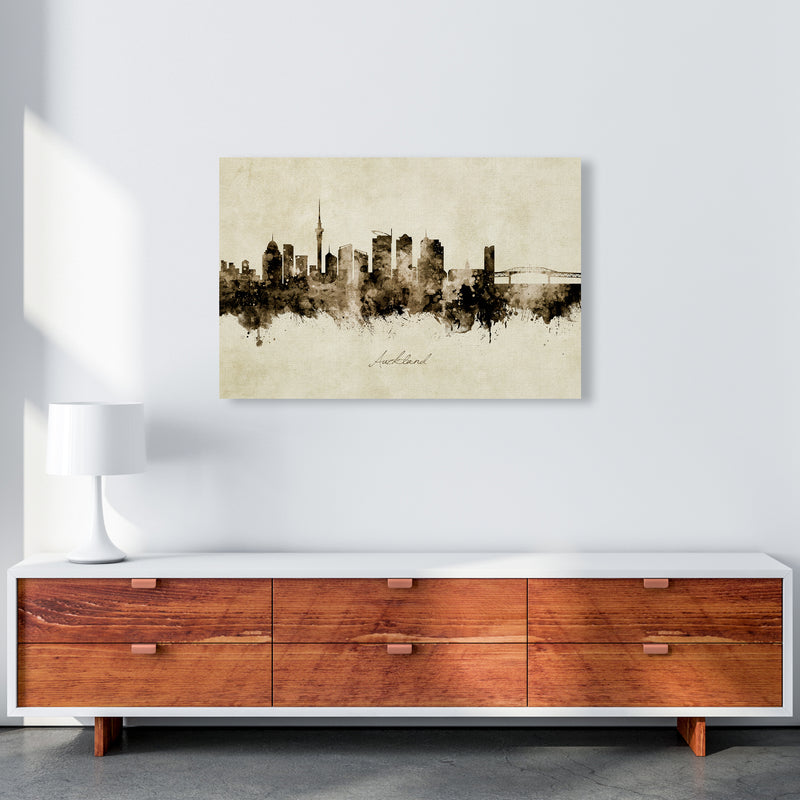 Auckland New Zealand Skyline Vintage Art Print by Michael Tompsett A1 Canvas