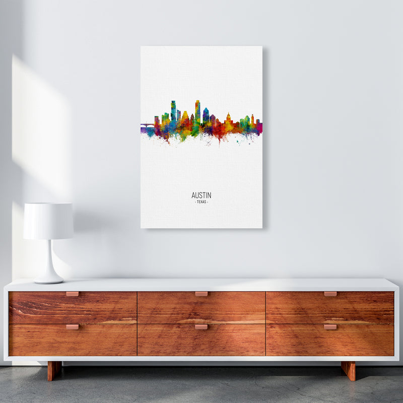 Austin Texas Skyline Portrait Art Print by Michael Tompsett A1 Canvas