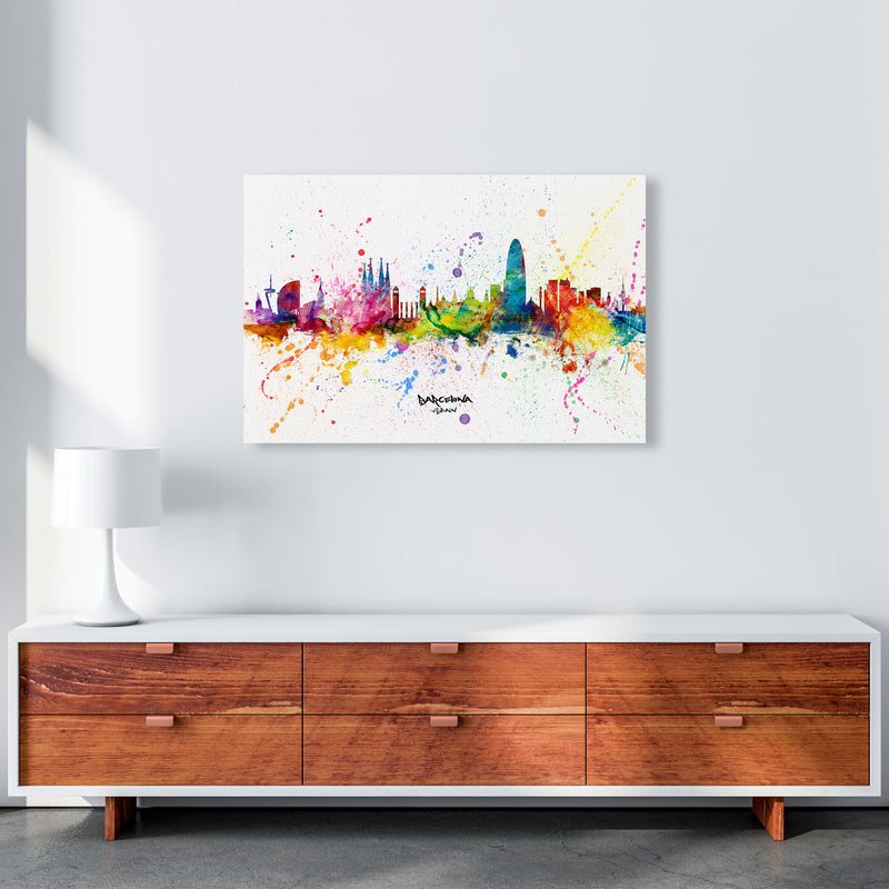 Barcelona Spain Skyline Splash Art Print by Michael Tompsett A1 Canvas