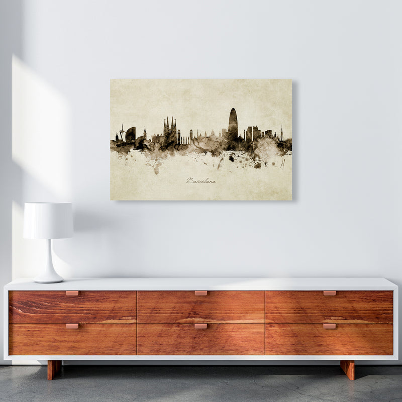 Barcelona Spain Skyline Vintage Art Print by Michael Tompsett A1 Canvas