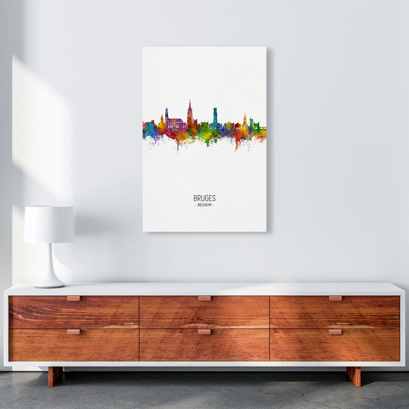 Bruges Belgium Skyline Portrait Art Print by Michael Tompsett A1 Canvas