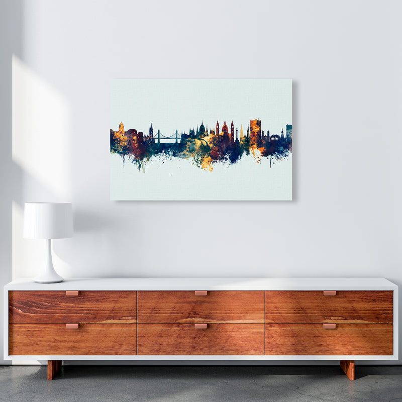 Budapest Hungary Skyline Blue Orange Art Print by Michael Tompsett A1 Canvas