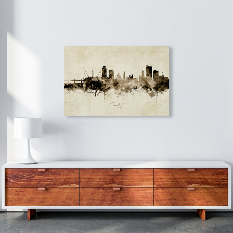 Cardiff Wales Skyline Vintage Art Print by Michael Tompsett A1 Canvas