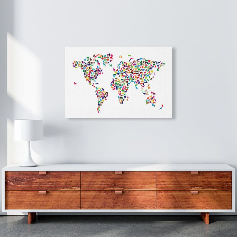 Cats Map of the World Colour Art Print by Michael Tompsett A1 Canvas