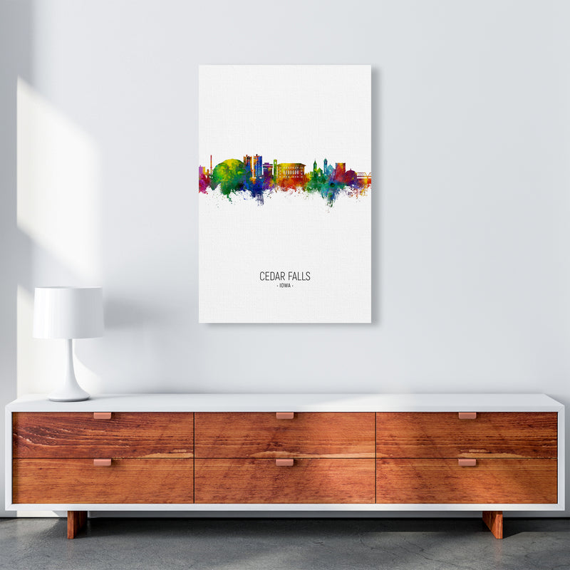 Cedar Falls Iowa Skyline Portrait Art Print by Michael Tompsett A1 Canvas