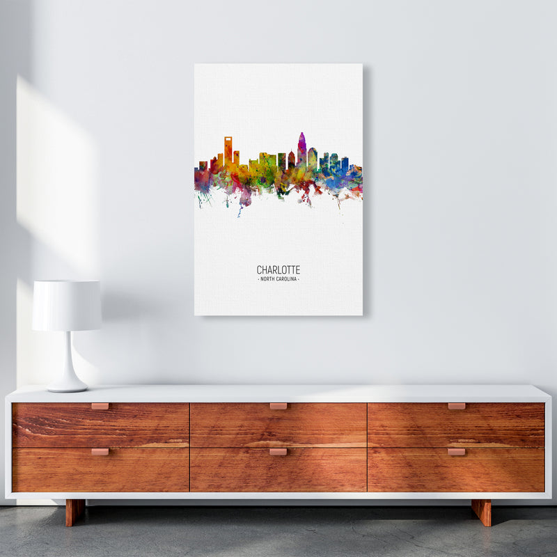 Charlotte North Carolina Skyline Portrait Art Print by Michael Tompsett A1 Canvas