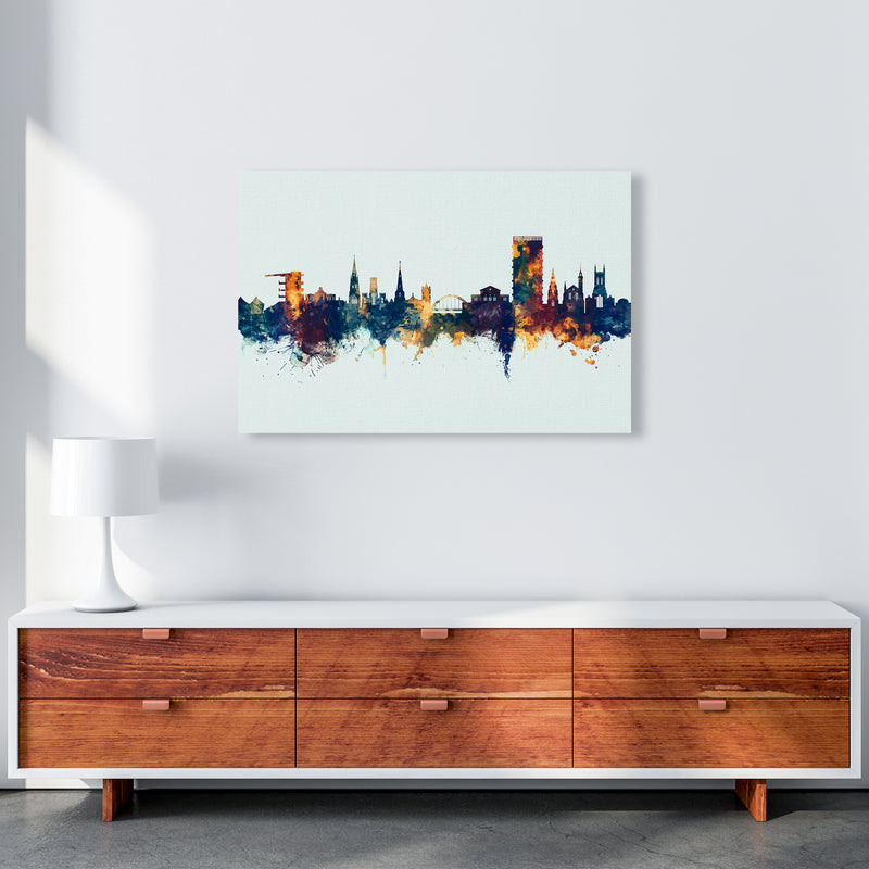 Cheltenham England Skyline Blue Orange Art Print by Michael Tompsett A1 Canvas