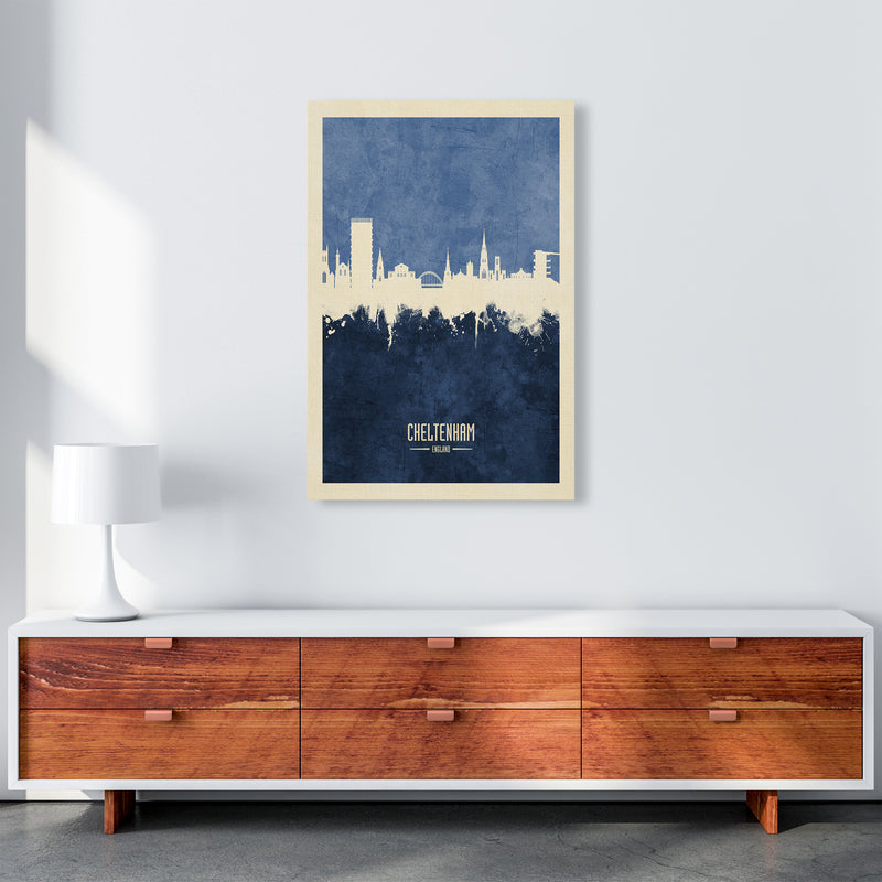 Cheltenham England Skyline Portrait Navy Art Print by Michael Tompsett A1 Canvas