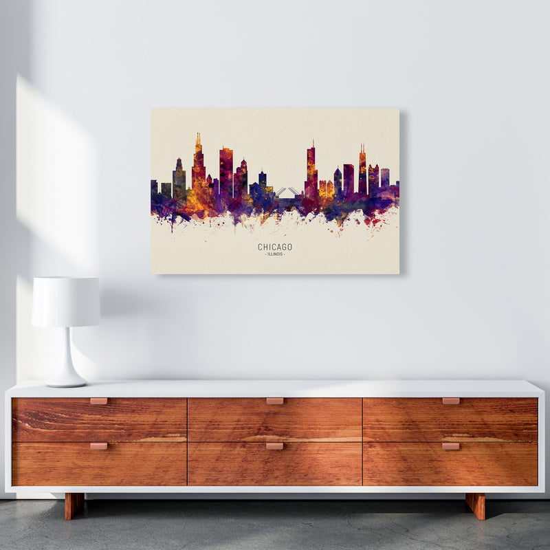 Chicago Illinois Skyline Autumn City Name Art Print by Michael Tompsett A1 Canvas