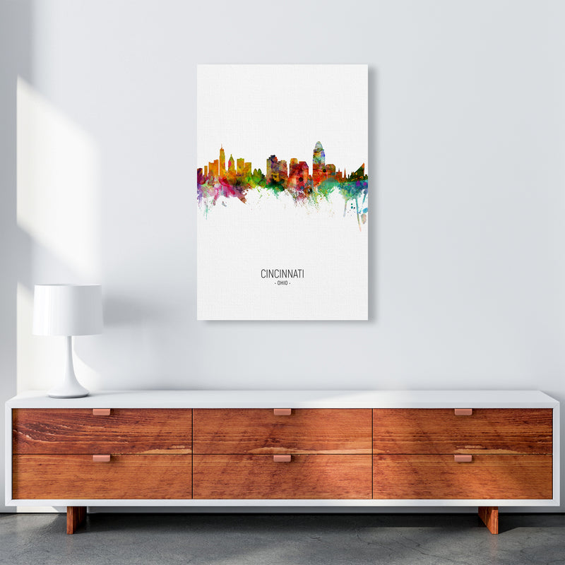 Cincinnati Ohio Skyline Portrait Art Print by Michael Tompsett A1 Canvas