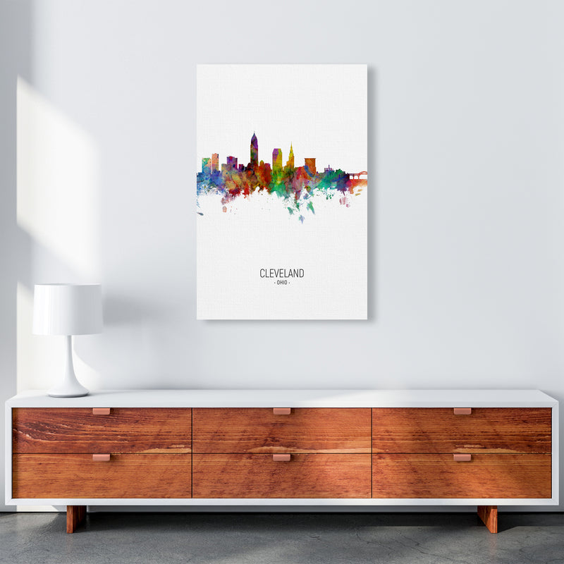 Cleveland Ohio Skyline Portrait Art Print by Michael Tompsett A1 Canvas