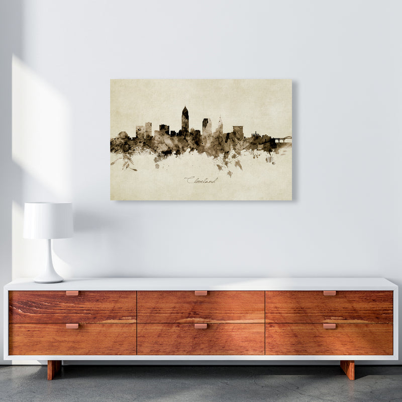 Cleveland Ohio Skyline Vintage Art Print by Michael Tompsett A1 Canvas