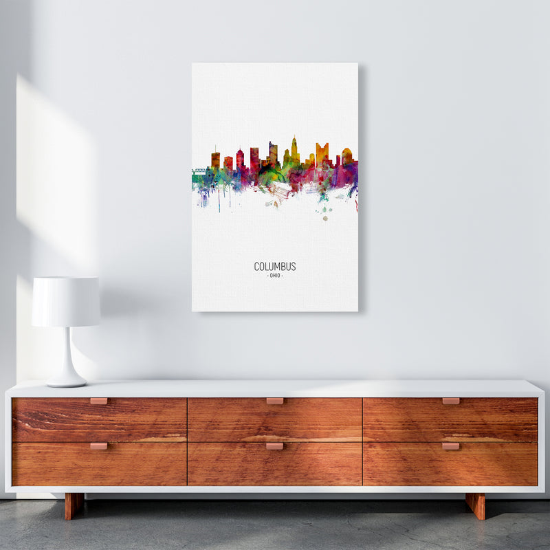 Columbus Ohio Skyline Portrait Art Print by Michael Tompsett A1 Canvas