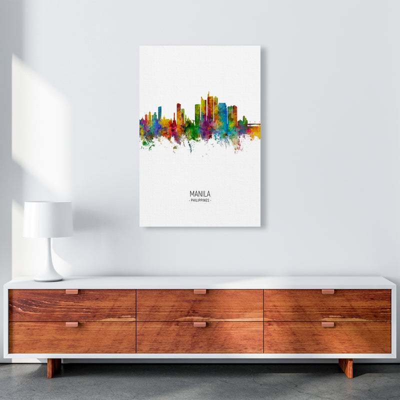 Manila Philippines Skyline Portrait Art Print by Michael Tompsett A1 Canvas