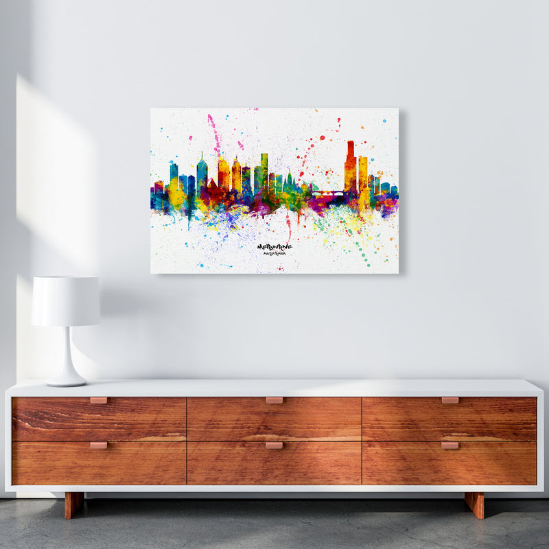 Melbourne Australia Skyline Splash Art Print by Michael Tompsett A1 Canvas