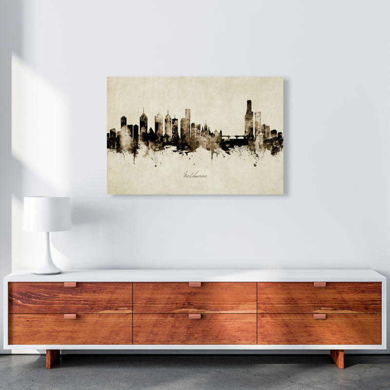 Melbourne Australia Skyline Vintage Art Print by Michael Tompsett A1 Canvas