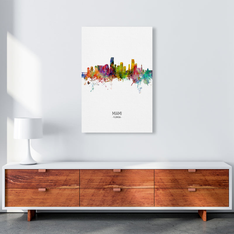 Miami Florida Skyline Portrait Art Print by Michael Tompsett A1 Canvas