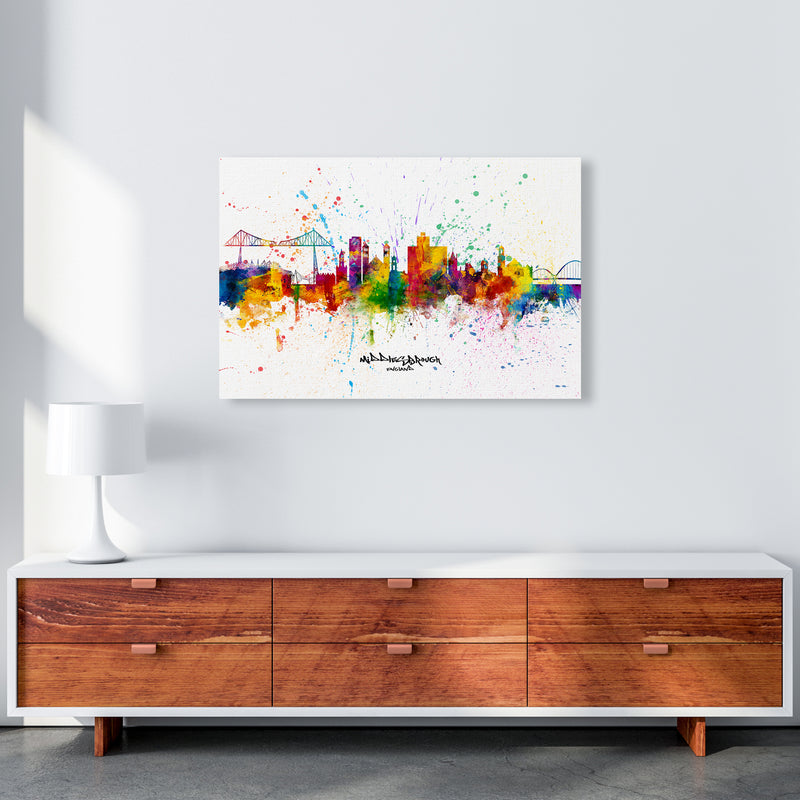 Middlesbrough England Skyline Splash Art Print by Michael Tompsett A1 Canvas