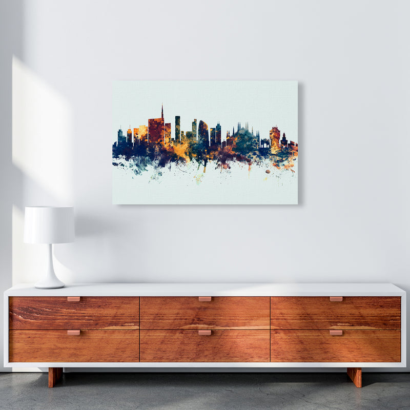 Milan Italy Skyline Blue Orange Art Print by Michael Tompsett A1 Canvas