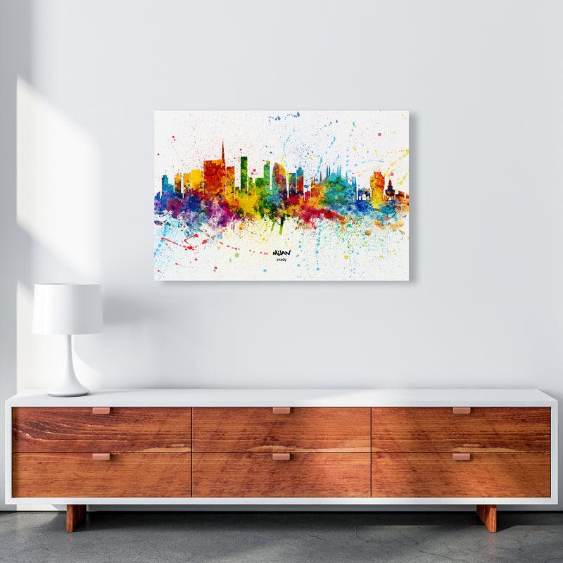 Milan Italy Skyline Splash Art Print by Michael Tompsett A1 Canvas