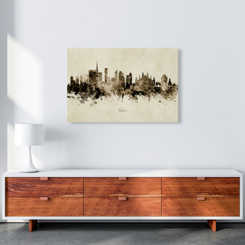 Milan Italy Skyline Vintage Art Print by Michael Tompsett A1 Canvas