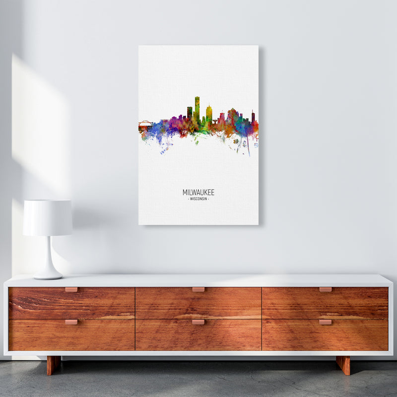 Milwaukee Wisconsin Skyline Portrait Art Print by Michael Tompsett A1 Canvas