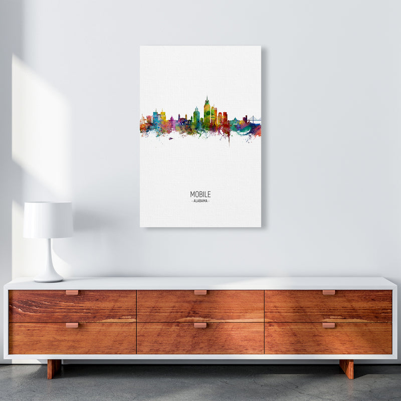 Mobile Alabama Skyline Portrait Art Print by Michael Tompsett A1 Canvas