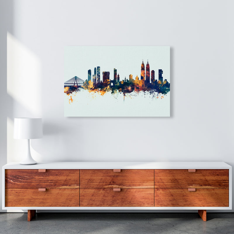 Mumbai India Skyline Blue Orange Art Print by Michael Tompsett A1 Canvas