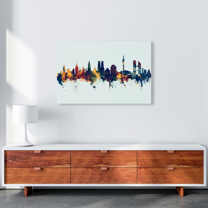 Munich Germany Skyline Blue Orange Art Print by Michael Tompsett A1 Canvas