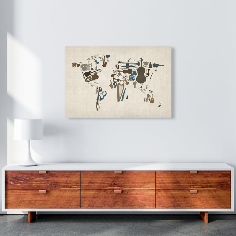 Music Instruments Map of the World Art Print by Michael Tompsett A1 Canvas