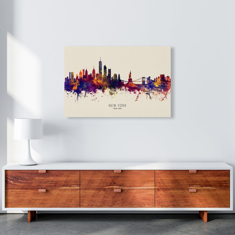 New York New York Skyline Autumn City Name Art Print by Michael Tompsett A1 Canvas