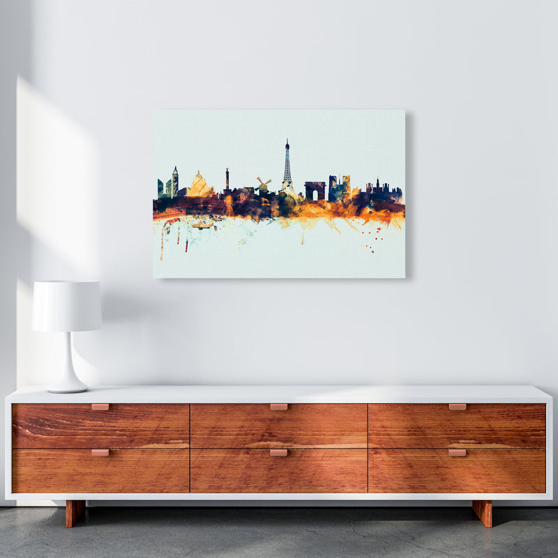 Paris France Skyline Blue Orange Art Print by Michael Tompsett A1 Canvas