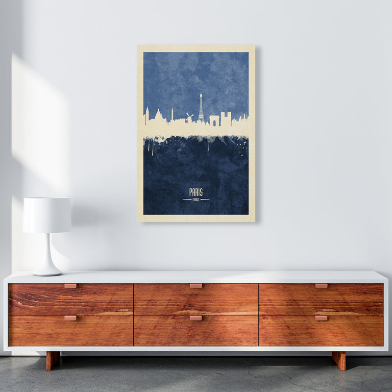 Paris France Skyline Portrait Navy Art Print by Michael Tompsett A1 Canvas