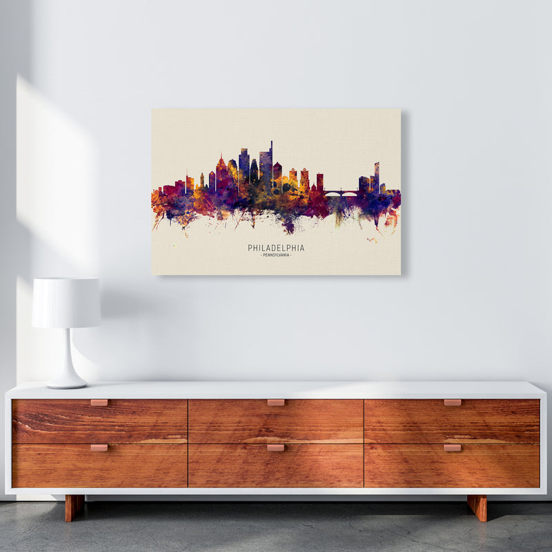 Philadelphia Pennsylvania Skyline Autumn City Name Art Print by Michael Tompsett A1 Canvas