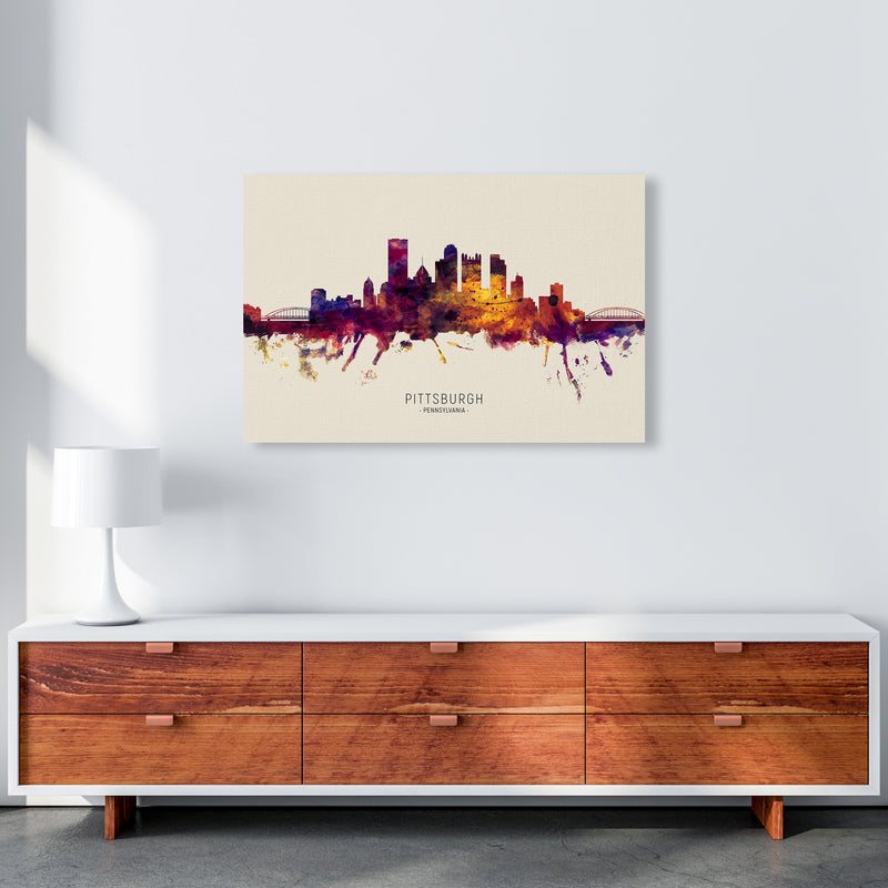 Pittsburgh Pennsylvania Skyline Autumn City Name Art Print by Michael Tompsett A1 Canvas