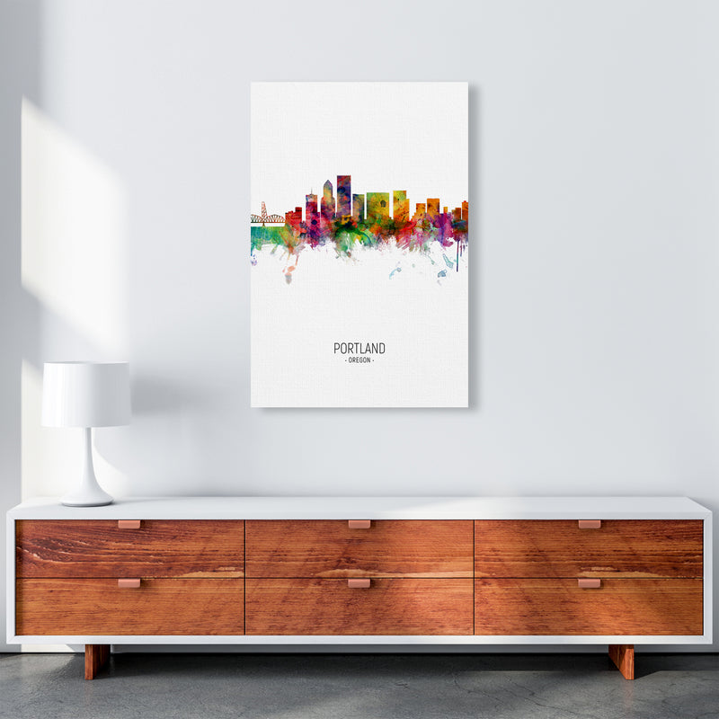 Portland Oregon Skyline Portrait Art Print by Michael Tompsett A1 Canvas